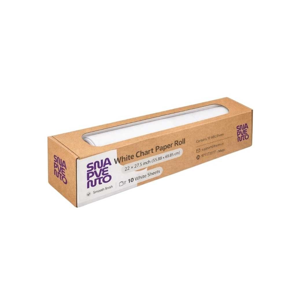 K K Industrial White Paper Roll 24 Inch x 10 Meter (100 GSM) for Art, Drawing & Wrapping