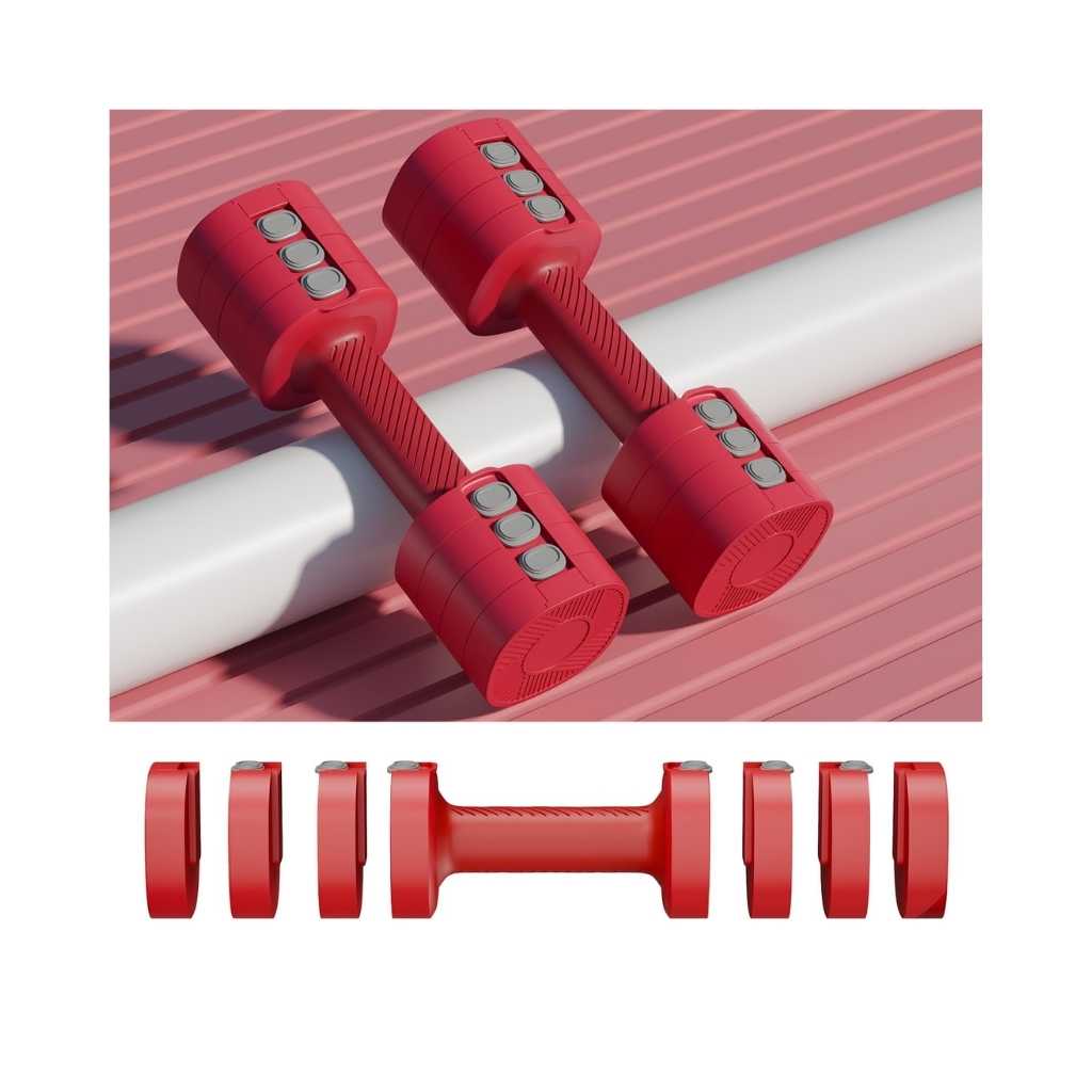 Lifelong Adjustable Dumbbells Set for Home Gym 2.5kg Quick Change Weights with Anti-Slip Stainless Steel Handles (Pink)