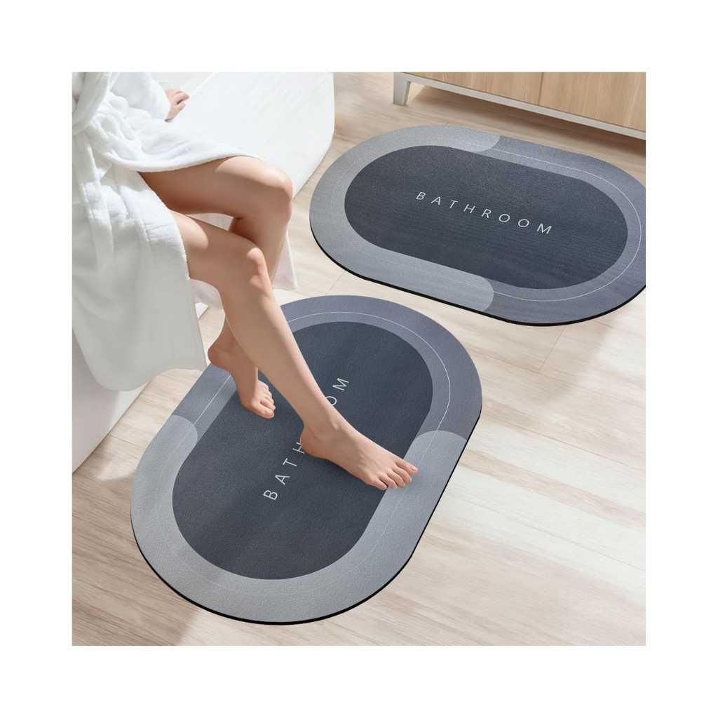 SITTELLA® 2 Pieces Anti-Skid Water Soaking Oval Bathroom Print Rubber Mat