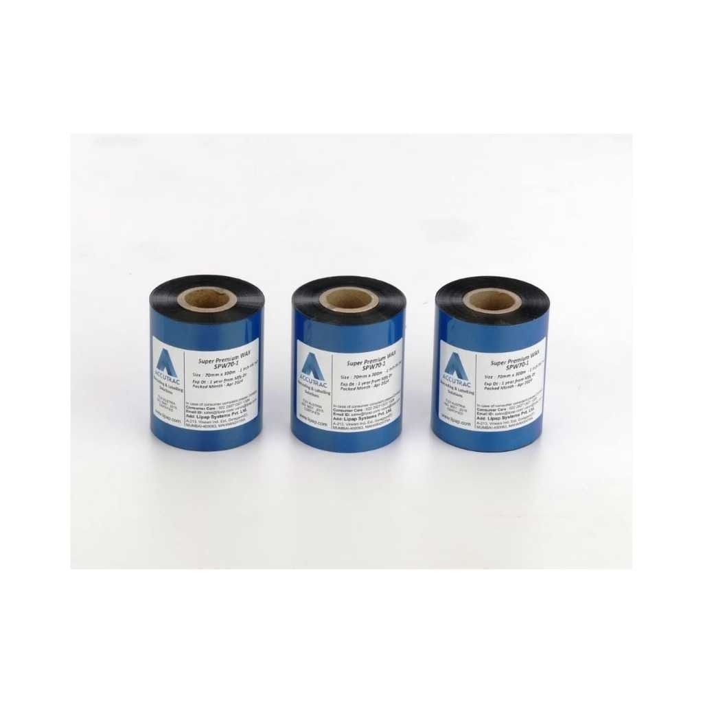 70mm x 300 Meter Thermal Transfer Barcode Ribbon Premium Wax Pack of 3