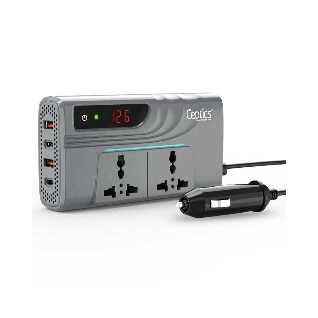 Ceptics 200W Car Power Inverter with 2 USB-A & 2 USB-C Ports