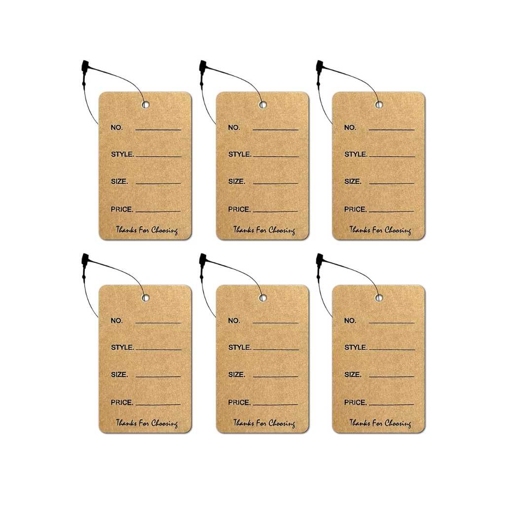 DEEPTAGS Paper Price Tags with Black Loop Pins Brown