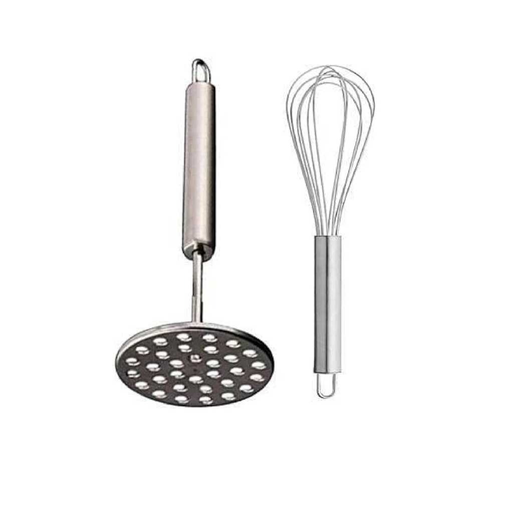 Stainless Steel Potato Masher and Mini Whisk Combo