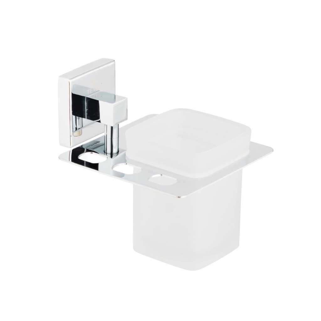 TENET Wall Mounted Tumbler Holder Bathroom Glass Cup Stand Toothbrush & Toothpaste Holder Washbasin Multipurpose Organizer Stainless Steel Stand
