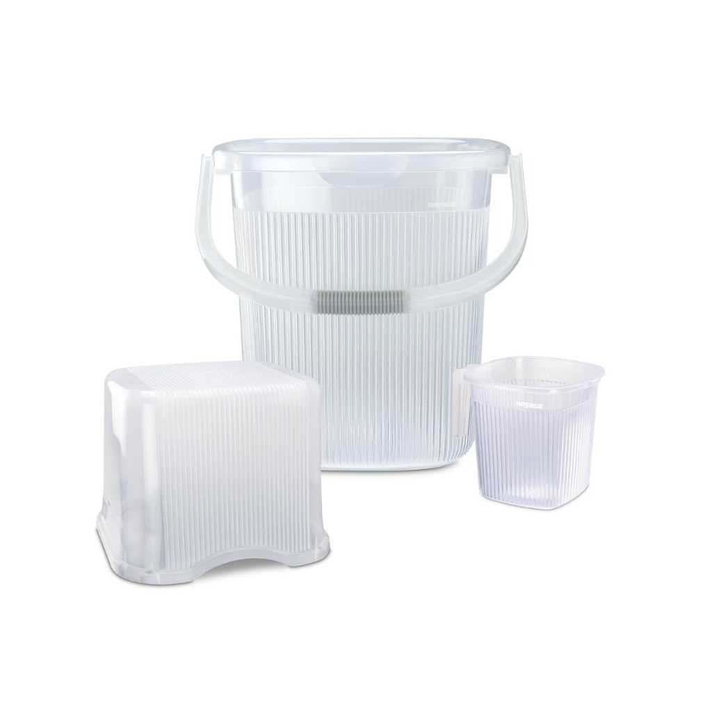 Nayasa Rimmy Plastic Bucket Set for Bathroom with Mug and Stool