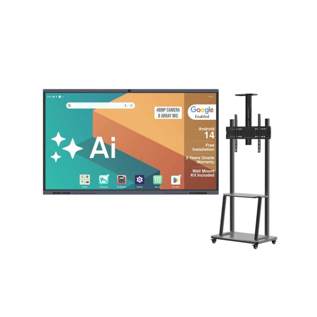 BIG VUE Pluss 55 Inch Android 14 Smart Interactive Television All-in-1 Digital Panel Board with Stand