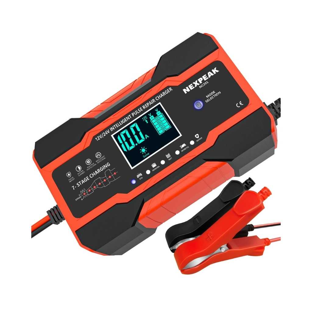 10-Amp Smart Fully Automatic Car Battery Charger 12V/24V