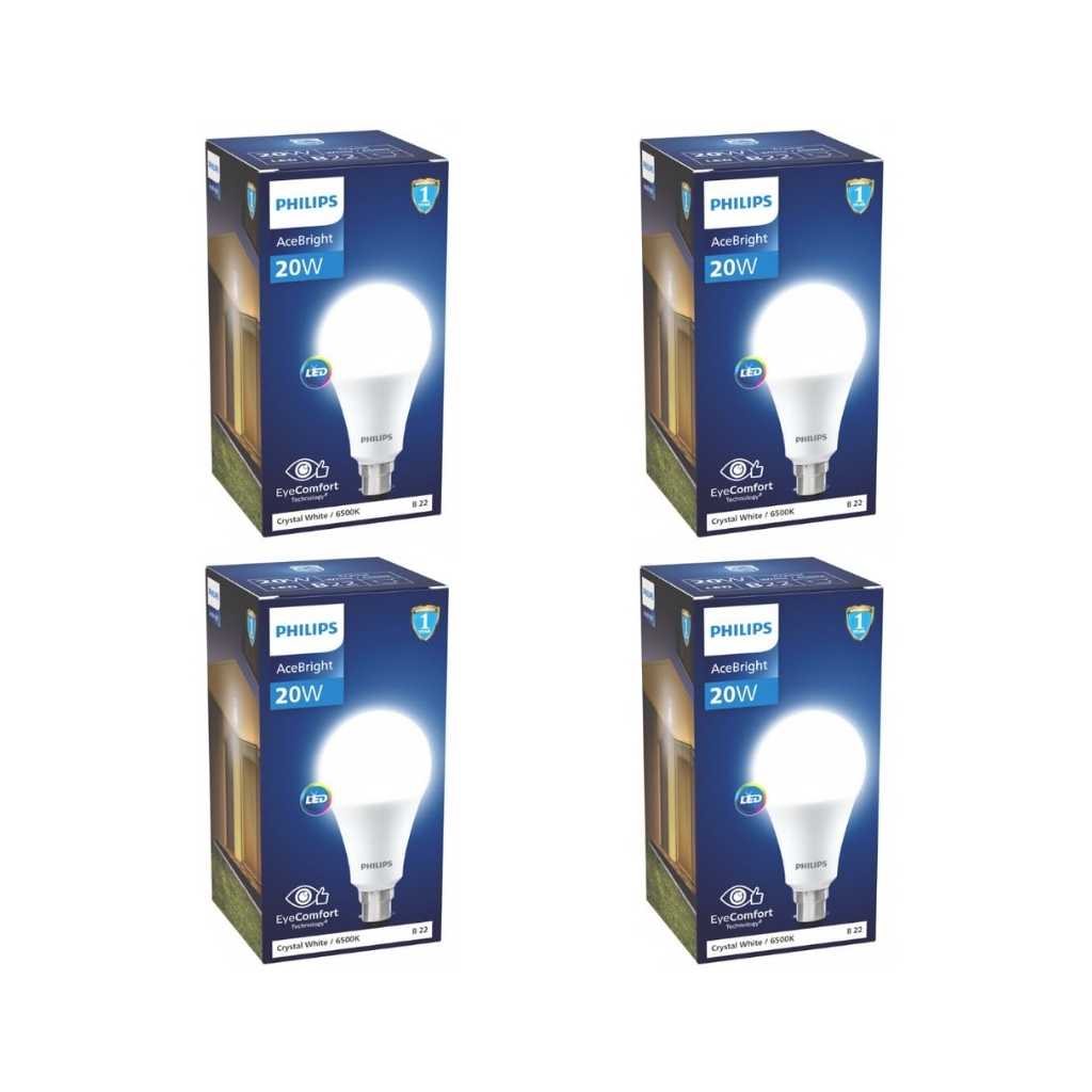 Philips AceBright High Wattage LED Bulb 20W B22 Crystal White (Pack of 4)