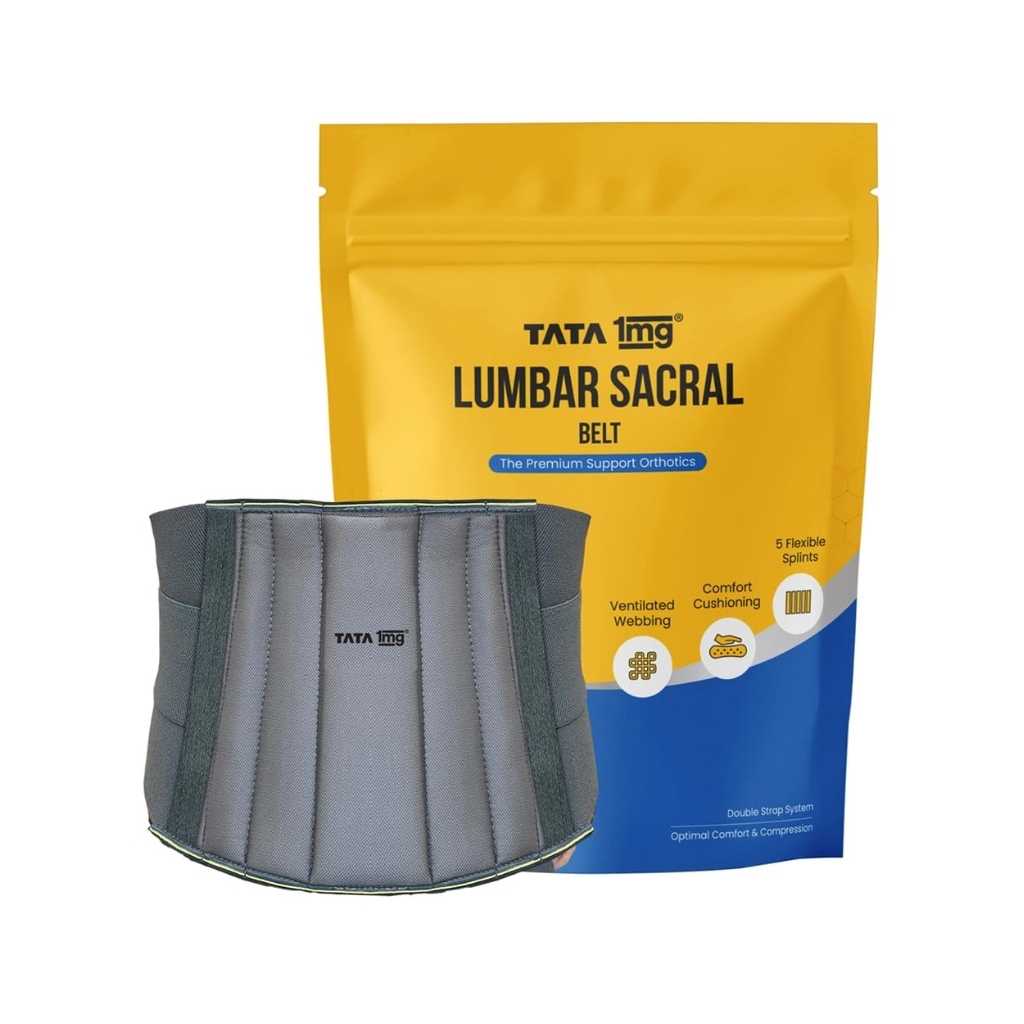 TATA 1MG Lumbar Sacral Belt with 5 Flexible Splints for Lower Back Support