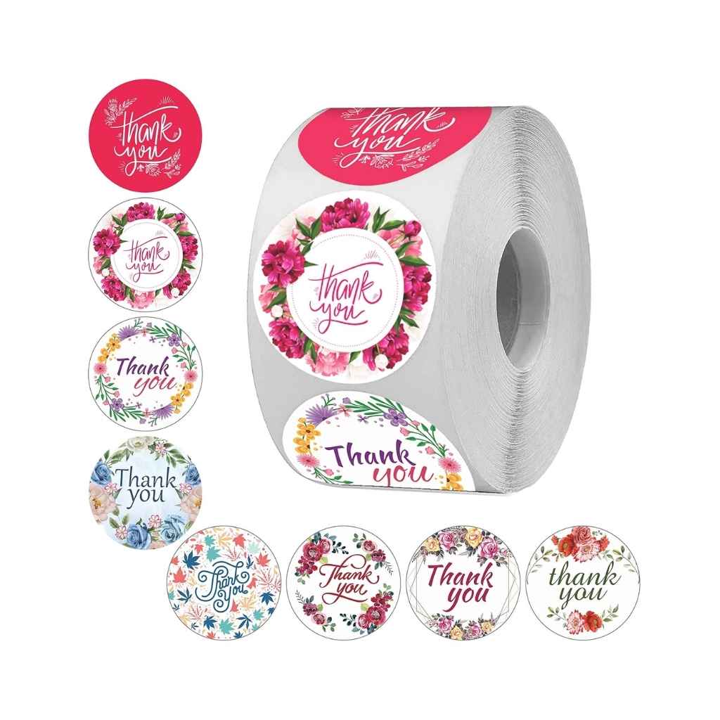 Rousrie Aesthetic 8 Different Design Thank You Mini Stickers (Design 4) 5 packs