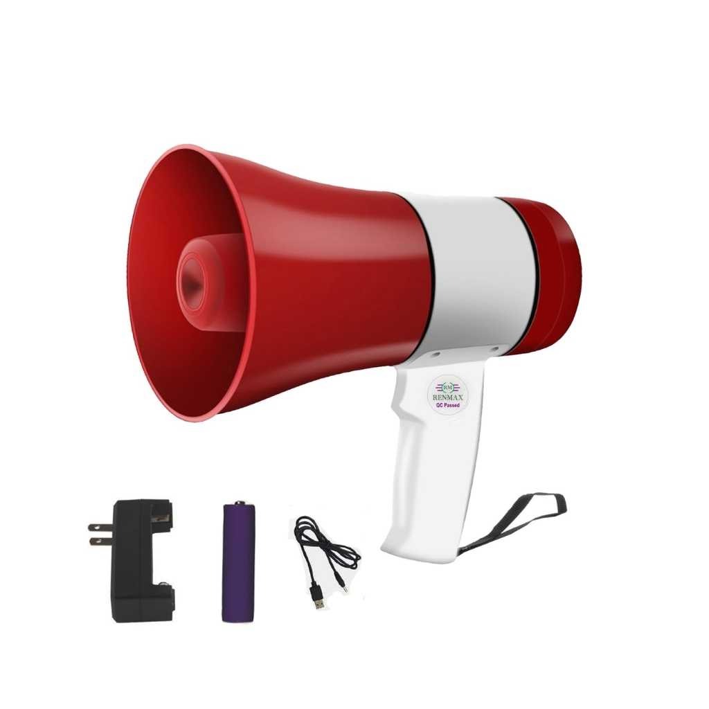 RENMAX Megaphone Speaker 30W Portable PA System with Bluetooth, Voice Recorder & Siren