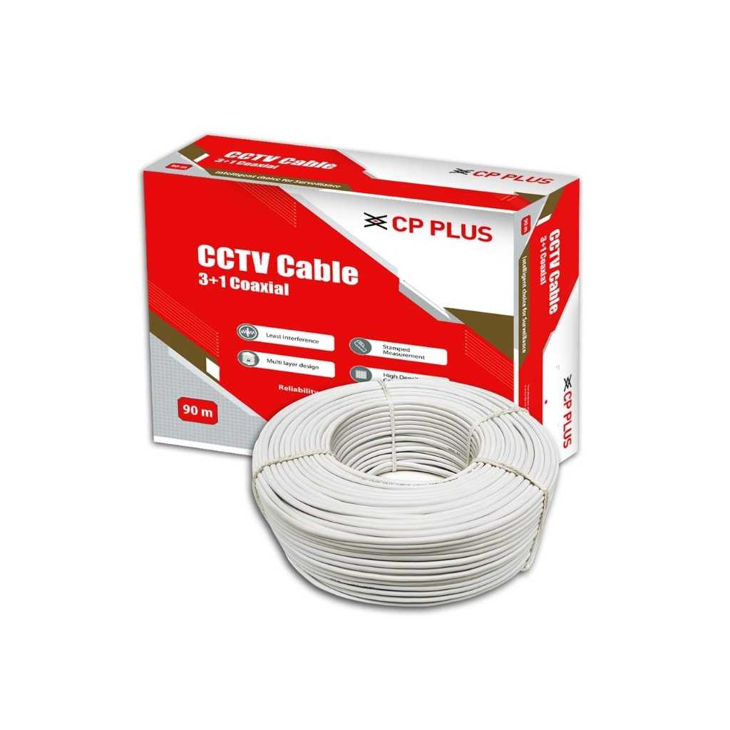 CP PLUS 3+1 Coaxial Pure Copper CCTV Camera Cable 90 Meter
