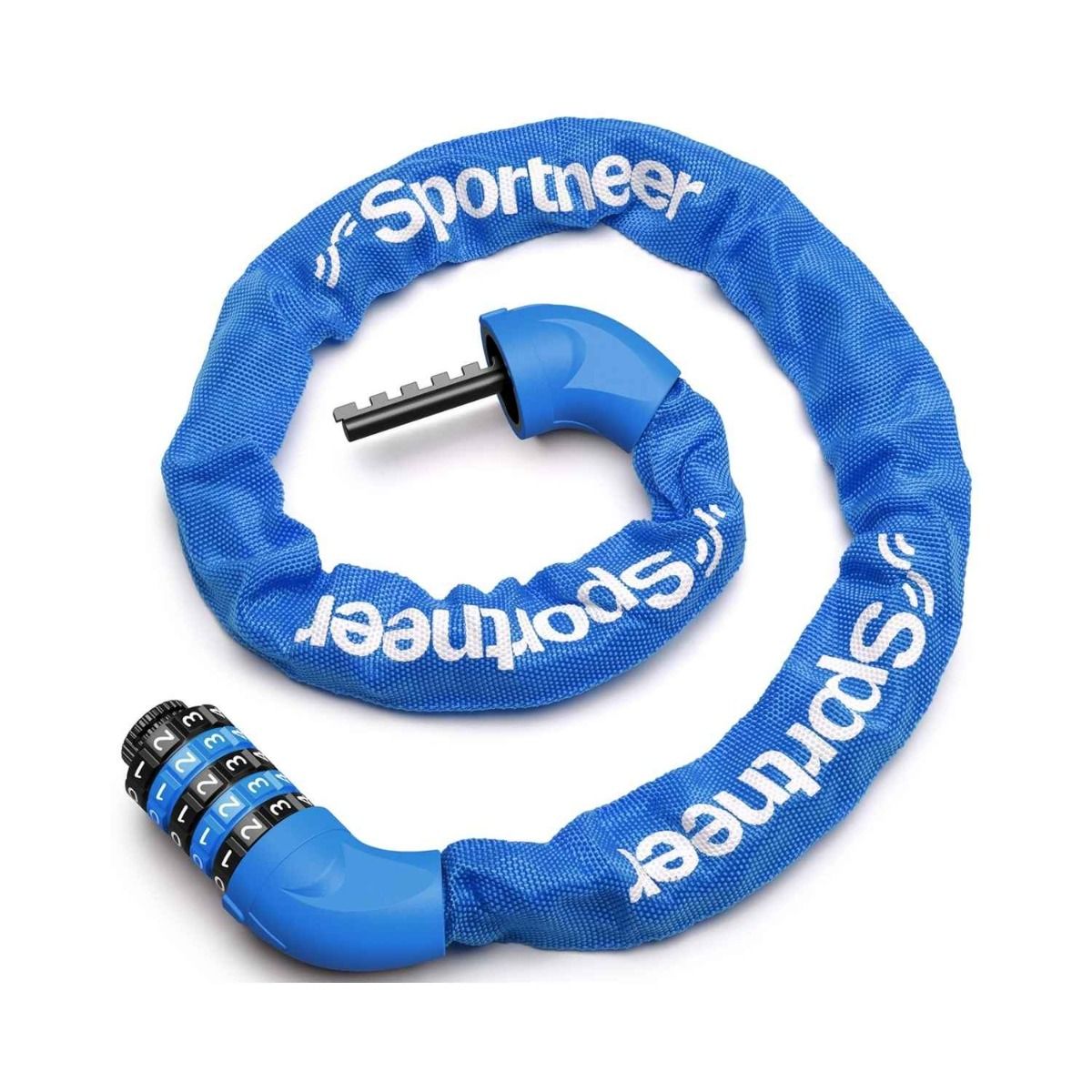 Sportneer 5 Digit Combination High Security Bike Chain Lock Blue