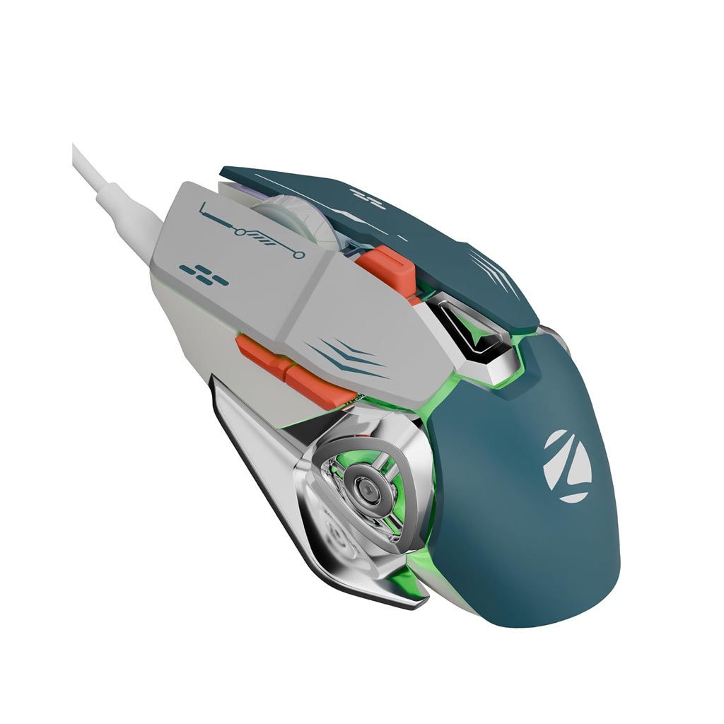 Zebronics Transformer M Plus Wired Gaming Mouse with 12800 DPI, 8 RGB Modes (Grey + Blue)