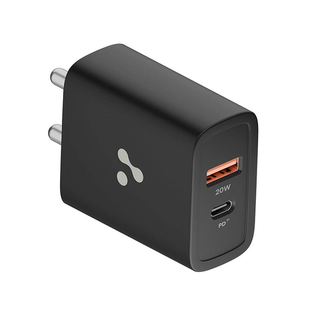 Ambrane H11 20W Dual Port Wall Charger (USB-A + Type-C) – Black