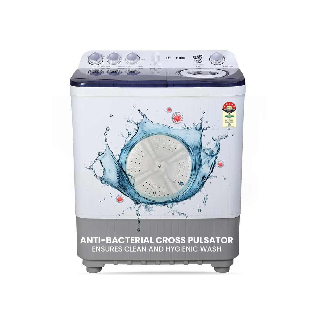 Haier 8 Kg 5 Star Vortex Pulsator Semi Automatic Top Load Washing Machine (HTW80-186)