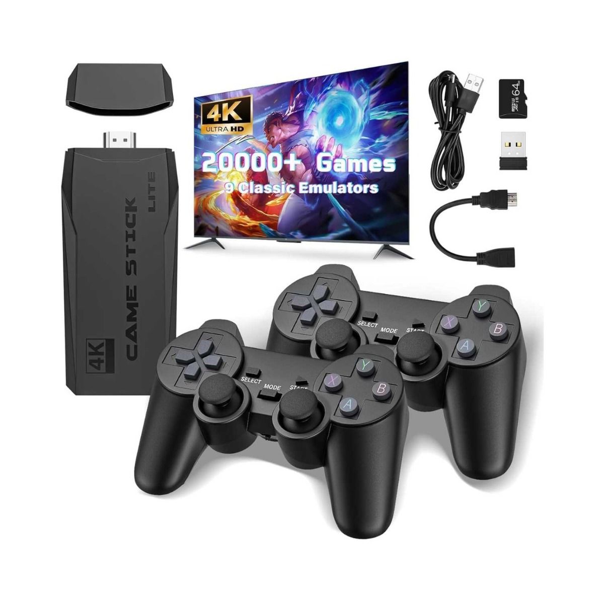 Retro Game Console with 2 Wireless Controllers (20,000+ Games)