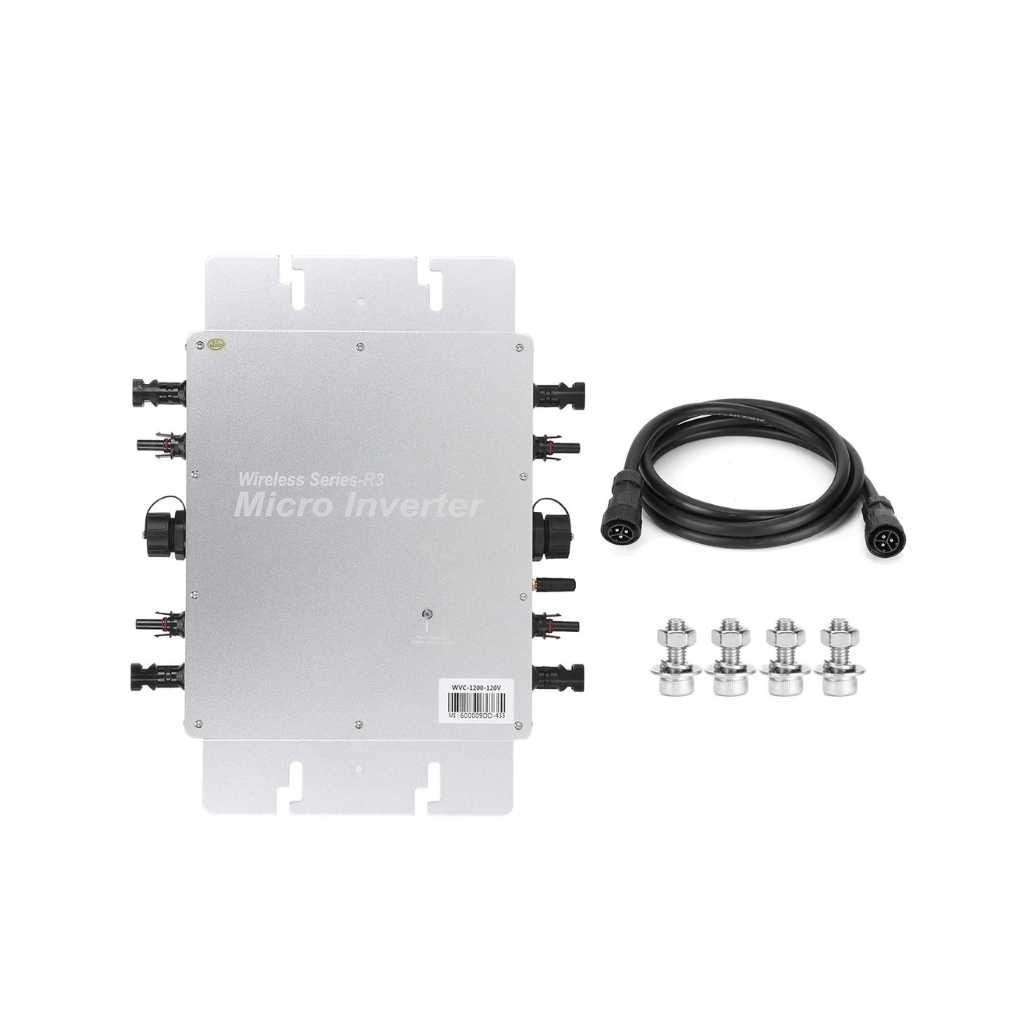1200W Solar Grid Tie Micro Inverter, Stackable MPPT Pure Sine Wave Inverter, 22-60V Input 80-160VAC or 180-280VAC Output, IP65 Waterproof Microinverter for Roof, Outdoor Solar Power System (230V)