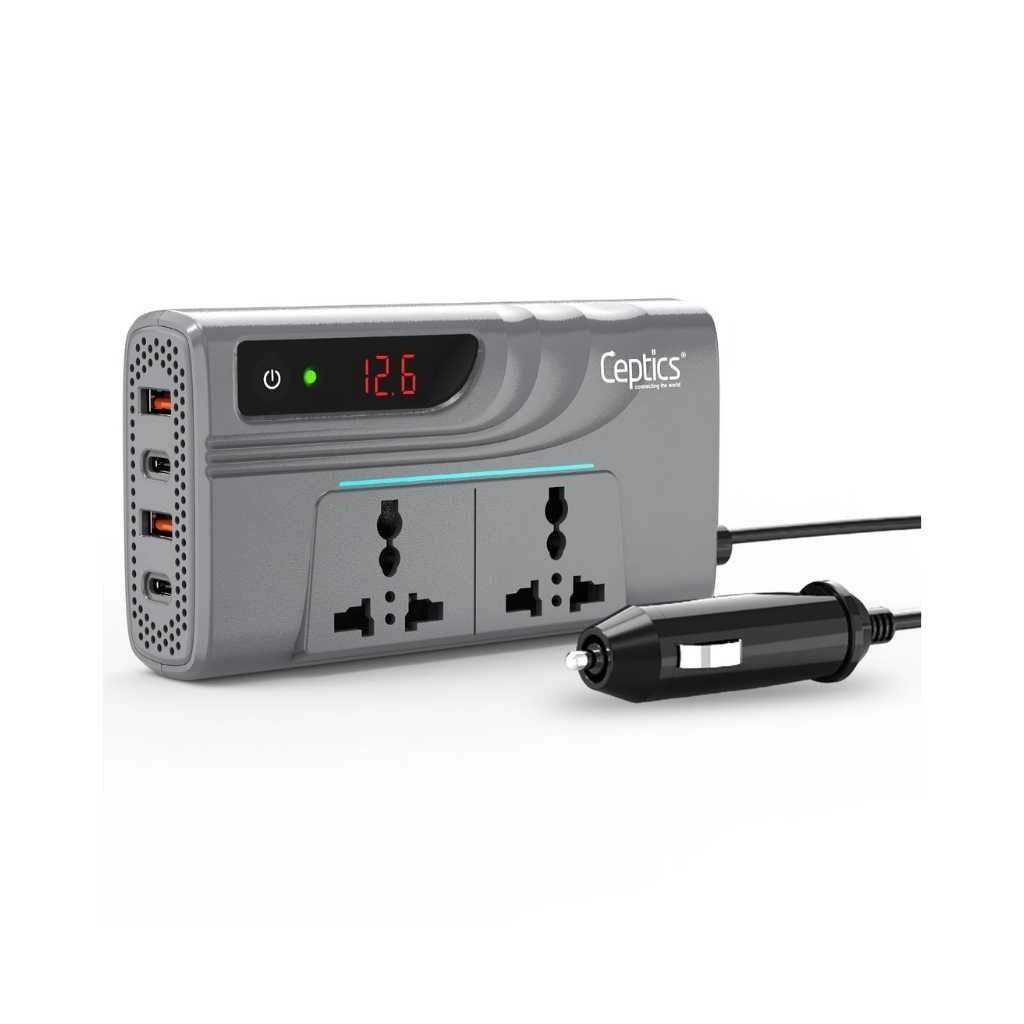 Ceptics 200W Car Power Inverter with 2 USB-A & 2 USB-C Ports