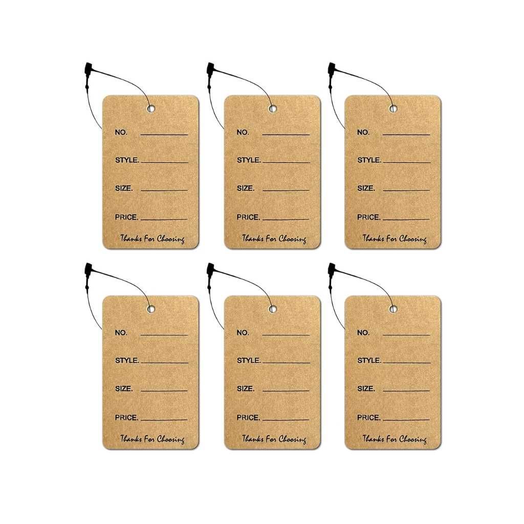 DEEPTAGS Paper Price Tags with Black Loop Pins Brown