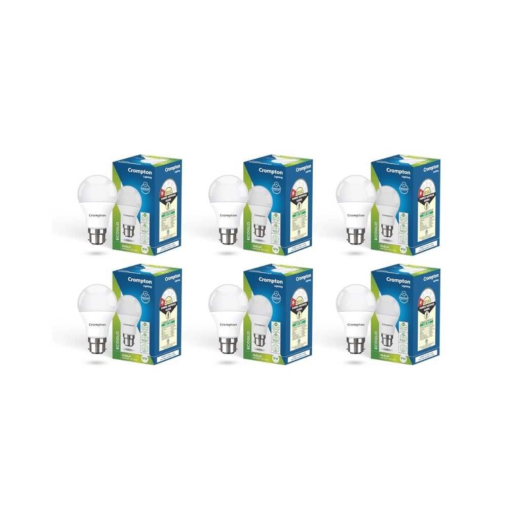 Crompton Param LED Bulb 9W Cool Day Light B22 Base (Pack of 6)