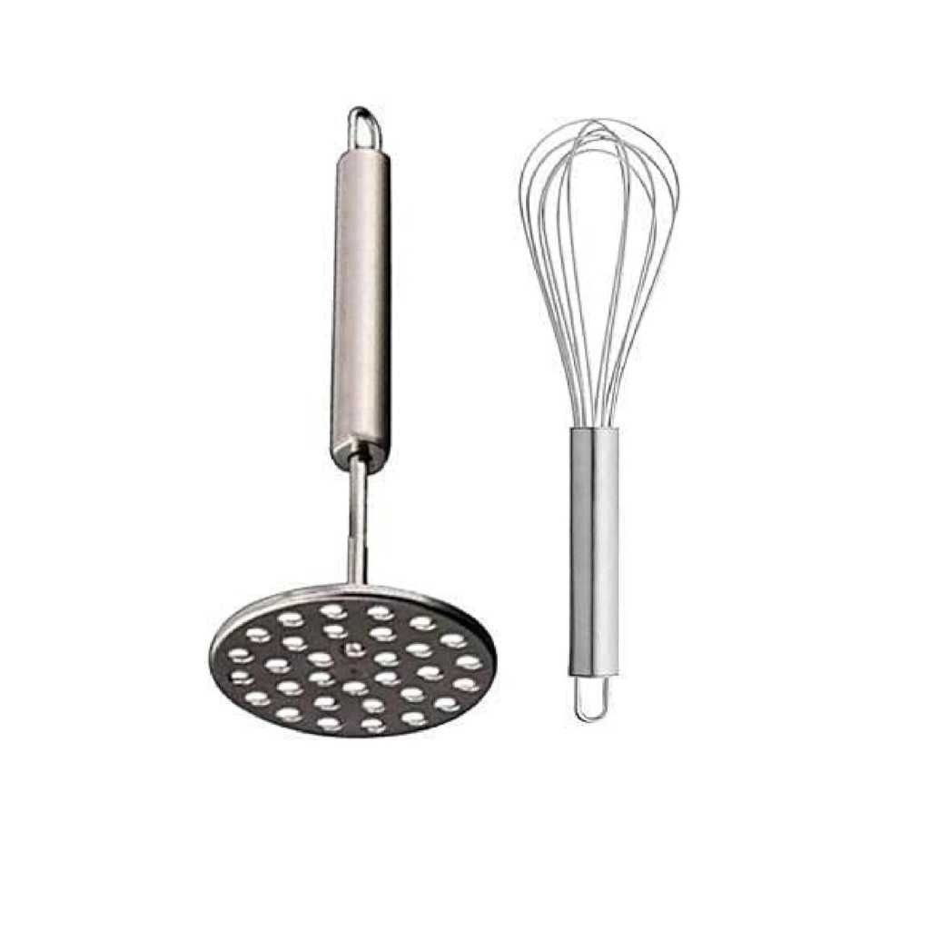 Stainless Steel Potato Masher and Mini Whisk Combo