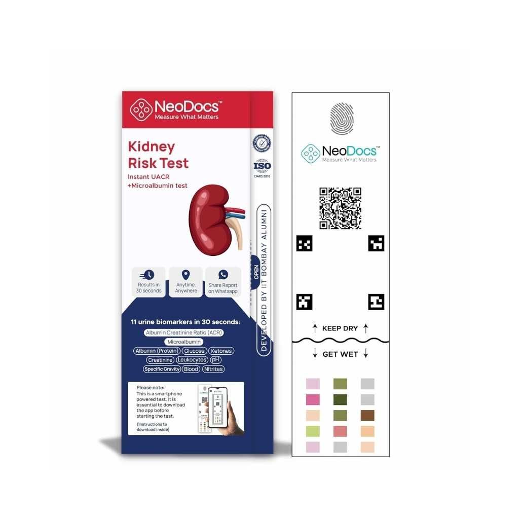 Neodocs Kidney Wellness Urine Test for Diabetes Care & Blood Pressure Monitoring, Pack of 1