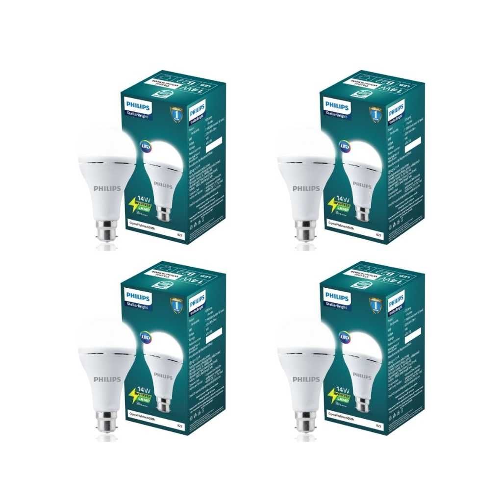 Philips 14W Emergency LED Bulb Stellar Bright B22 Crystal White (Pack of 4)