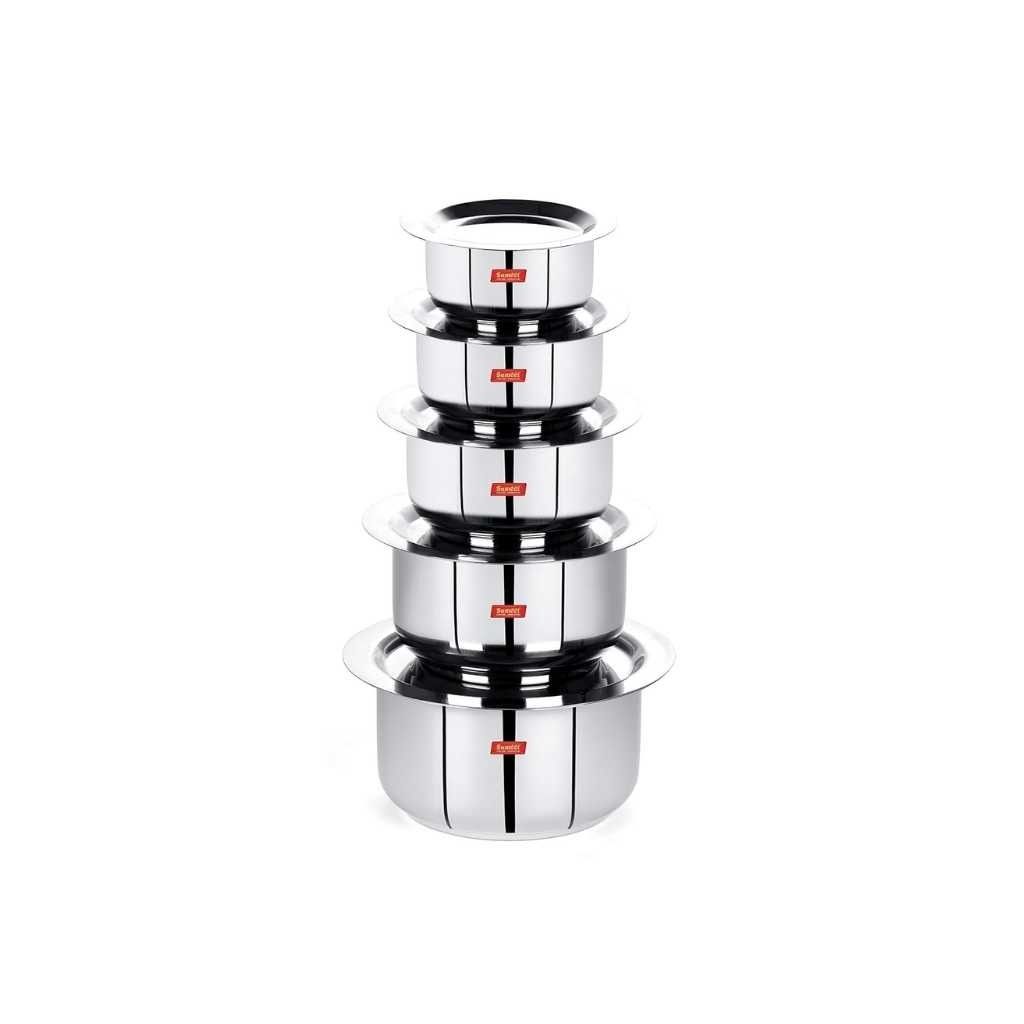 Sumeet Stainless Steel Friendly Tope Patila Cookware Set with Lids