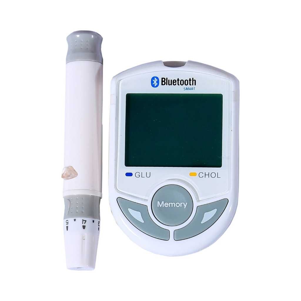 Mihtra 2-in-1 Glucose & Cholesterol Monitor (Bluetooth) Glucometer (White)