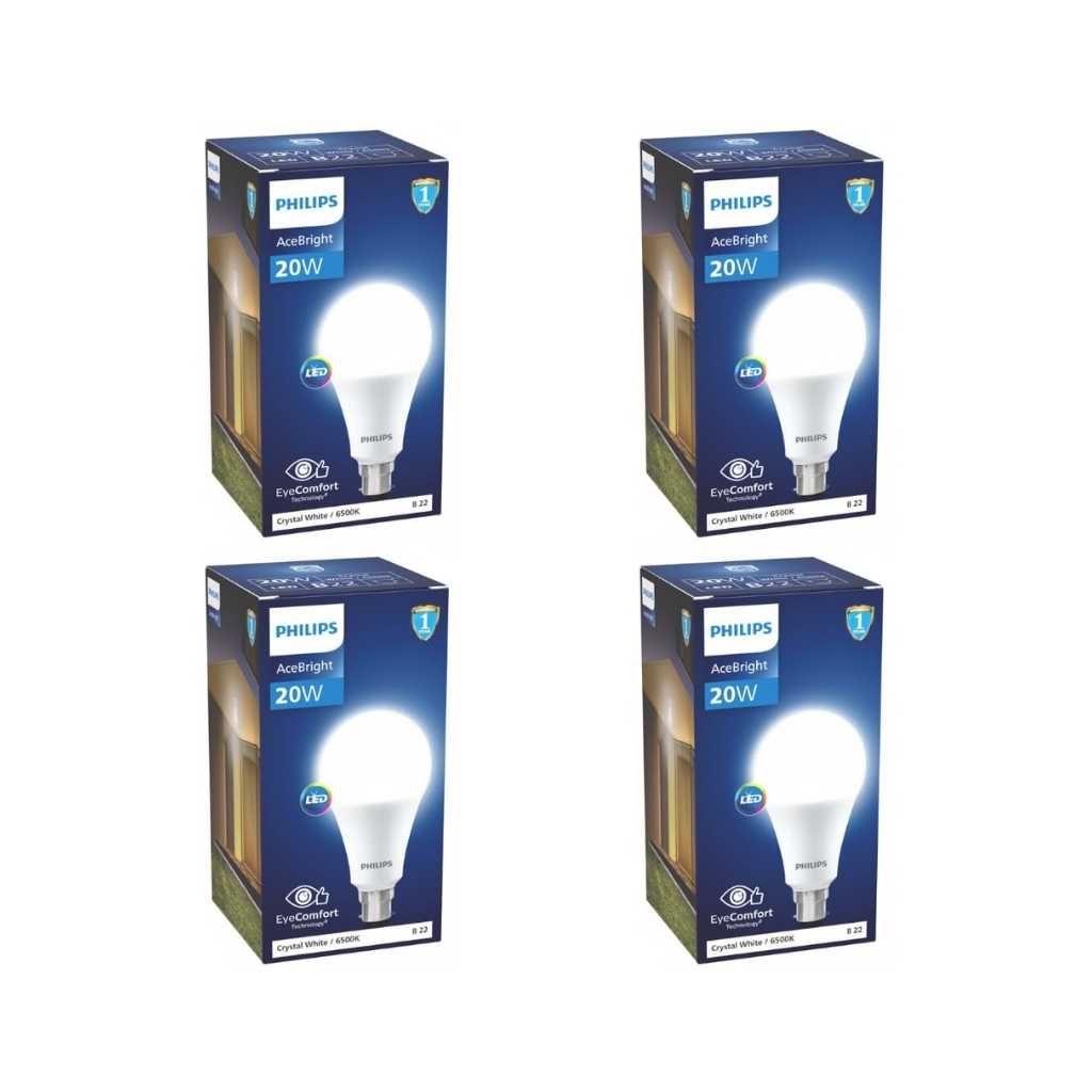 Philips AceBright High Wattage LED Bulb 20W B22 Crystal White (Pack of 4)