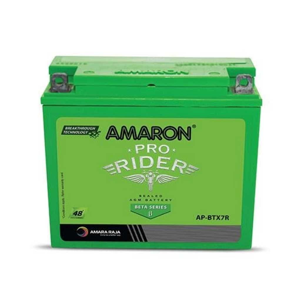 7.AMARON PRO RIDER AP-BTX7R, Two-Wheeler Battery, Beta Series, Green, 12 Volt