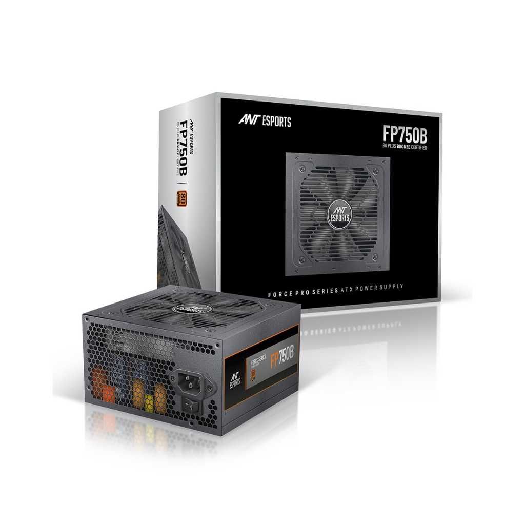 Ant Esports FP750B 80 Plus Bronze Certified Non Modular Gaming Power Supply PSU with Active PFC, Flat Black Cables and Silent Fan