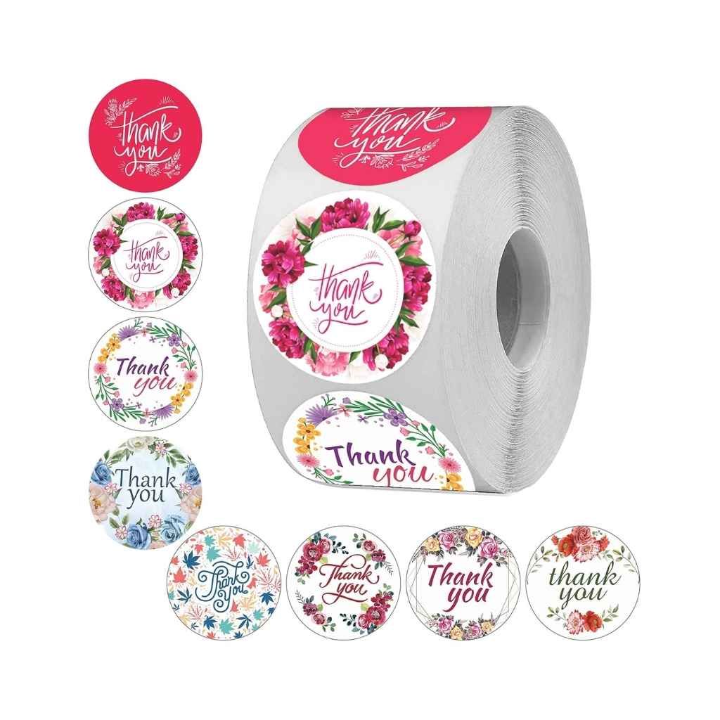 Rousrie Aesthetic 8 Different Design Thank You Mini Stickers (Design 4) 5 packs