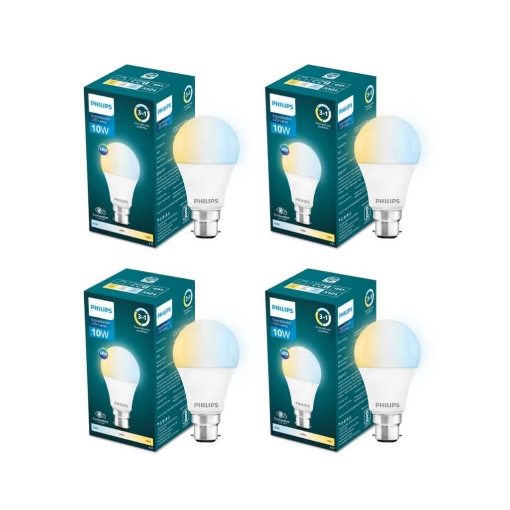Philips Scene Switch 3 Colors in 1 LED Bulb 10W B22D Color Tunable White (Pack of 4)