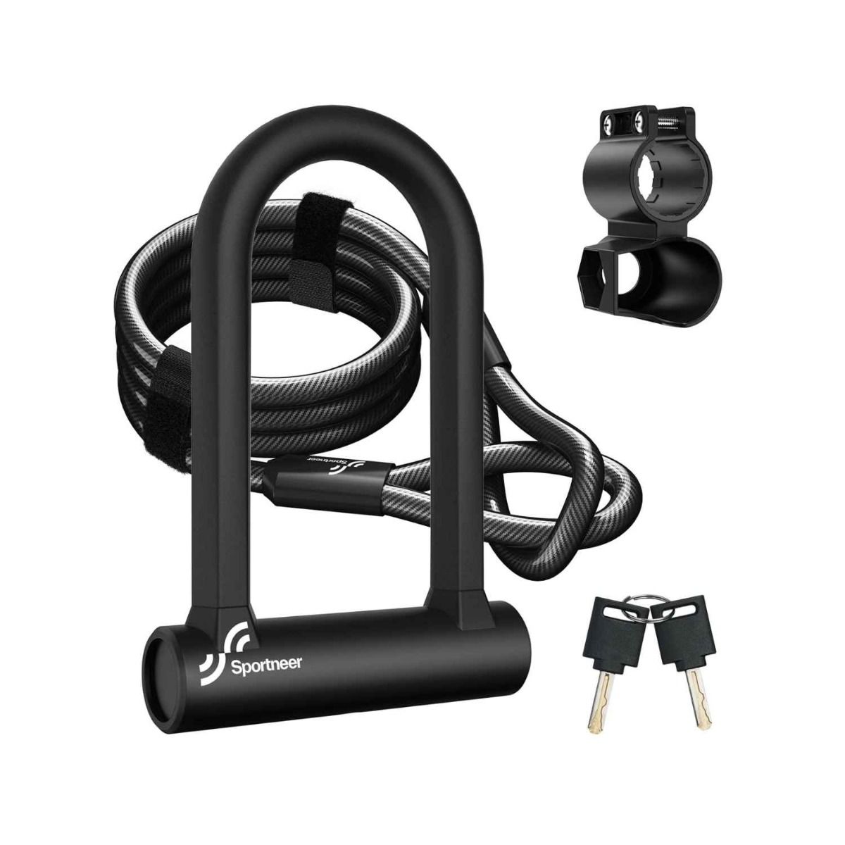 Sportneer Heavy Duty Anti-Theft Bike U Lock with Security Cable