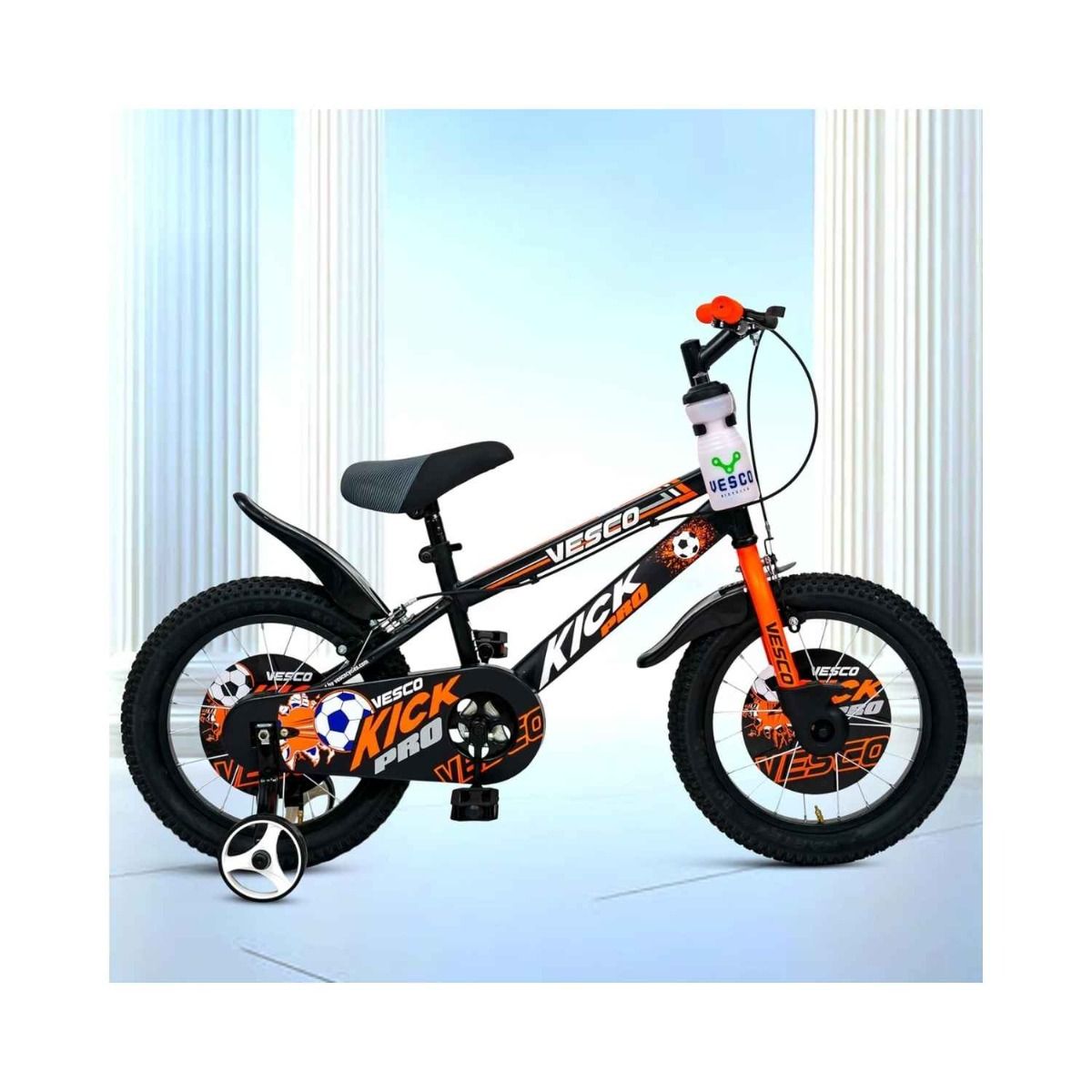 VESCO Kick Pro 16T Kids Cycle with Side Wheels (Orange)
