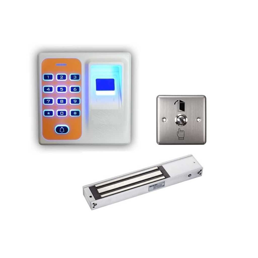 Hanutech Mini Standalone Fingerprint Door Access Control System with EM Lock 600 2W & 3/3 SS Exit Switch