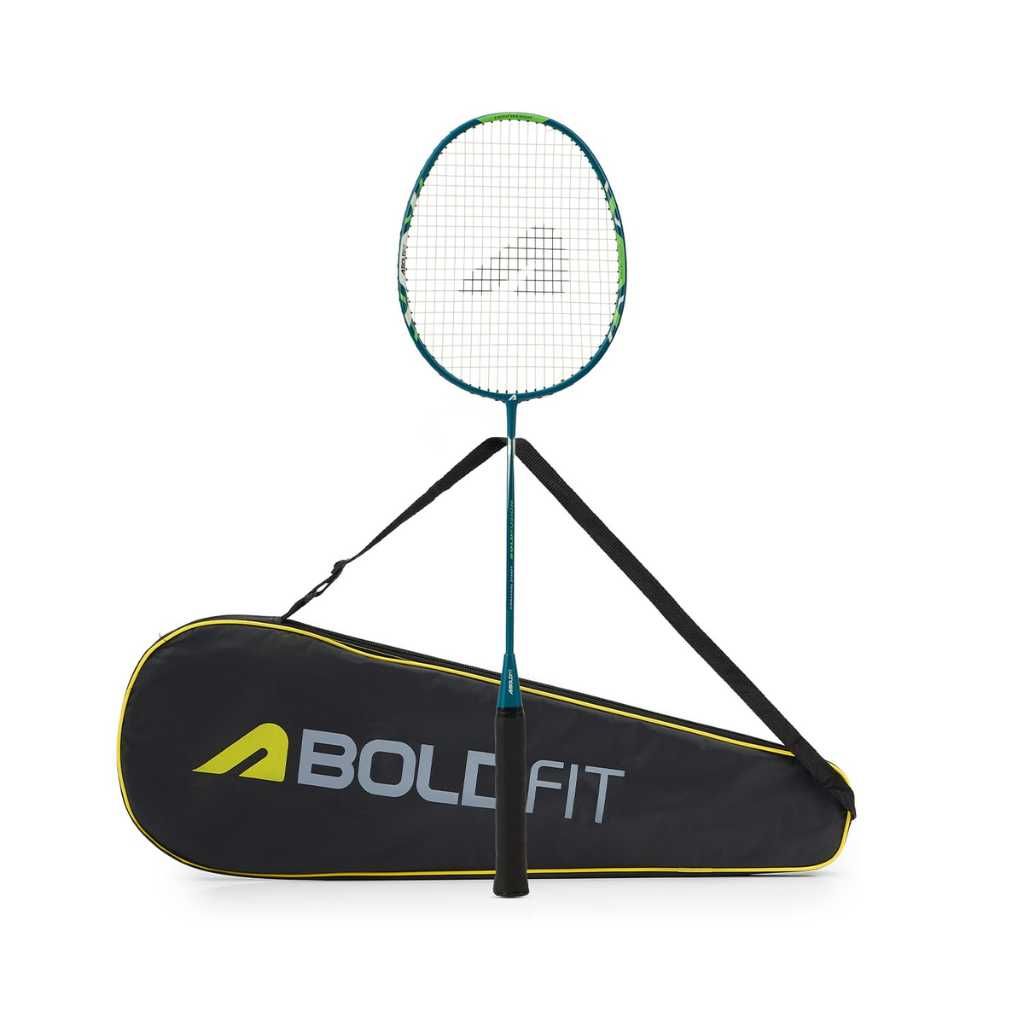 Boldfit Boldfusion Badminton Rackets for Beginners & Adults Graphite Shaft Shuttle Bat with Full Cover Bag Lightweight Racquet – Green (Pack of 1)