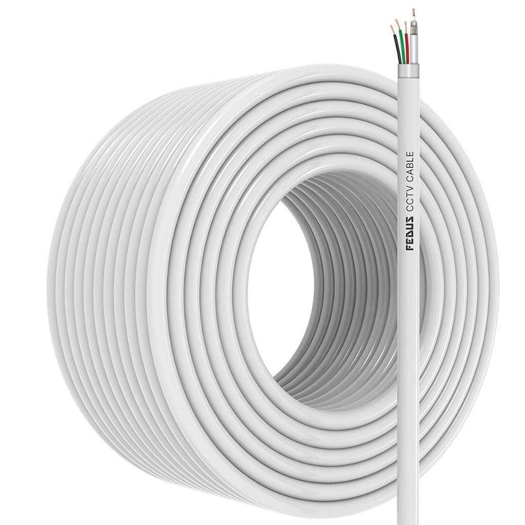 FEDUS 23AWG Pure Copper 3+1 CCTV Camera Coaxial Cable – 10 Meter