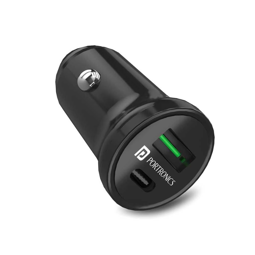 Portronics 38W Dual Output Fast Car Charger with 20W Type-C PD & 18W USB-A