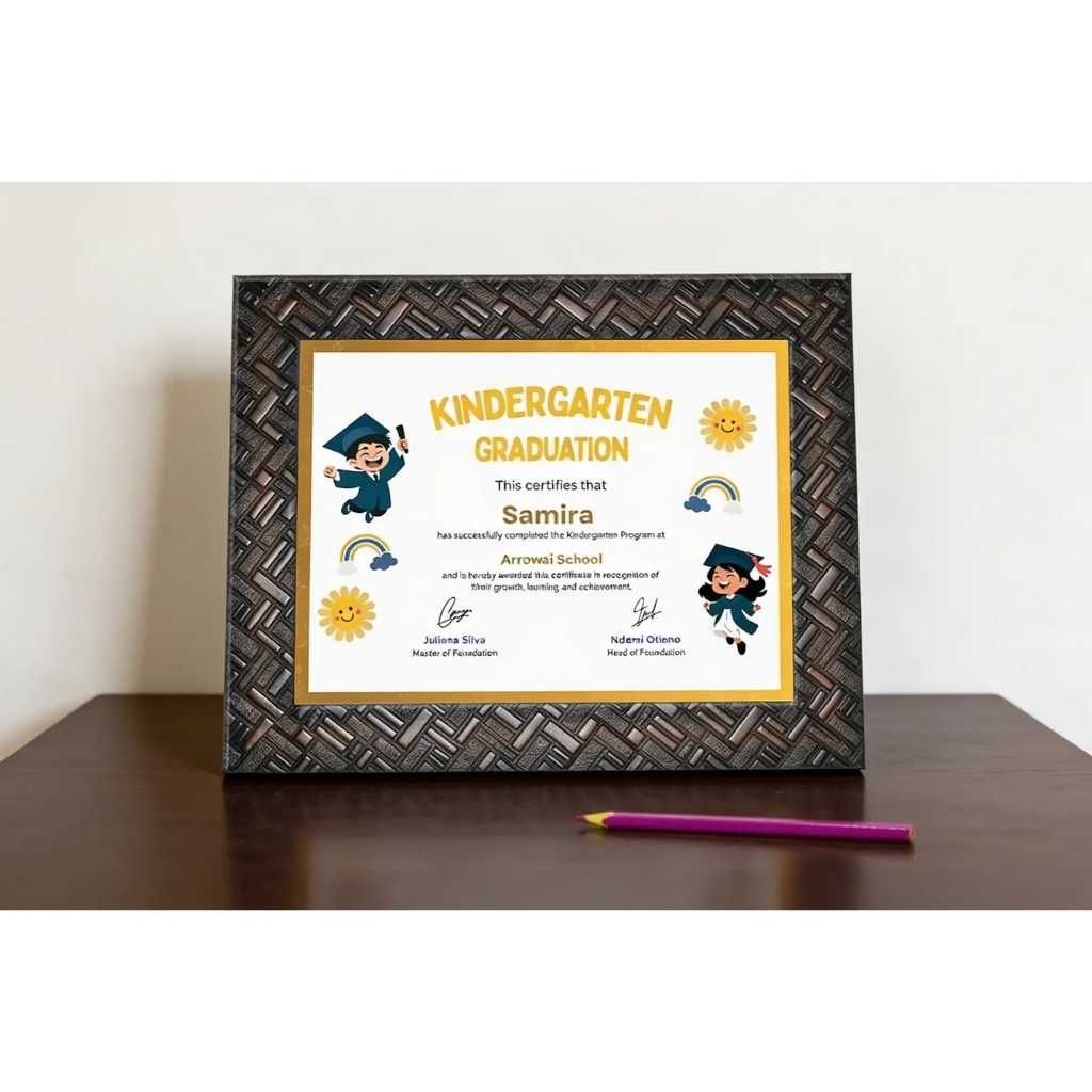 Maroon with Cheak Brown Framed Certificates