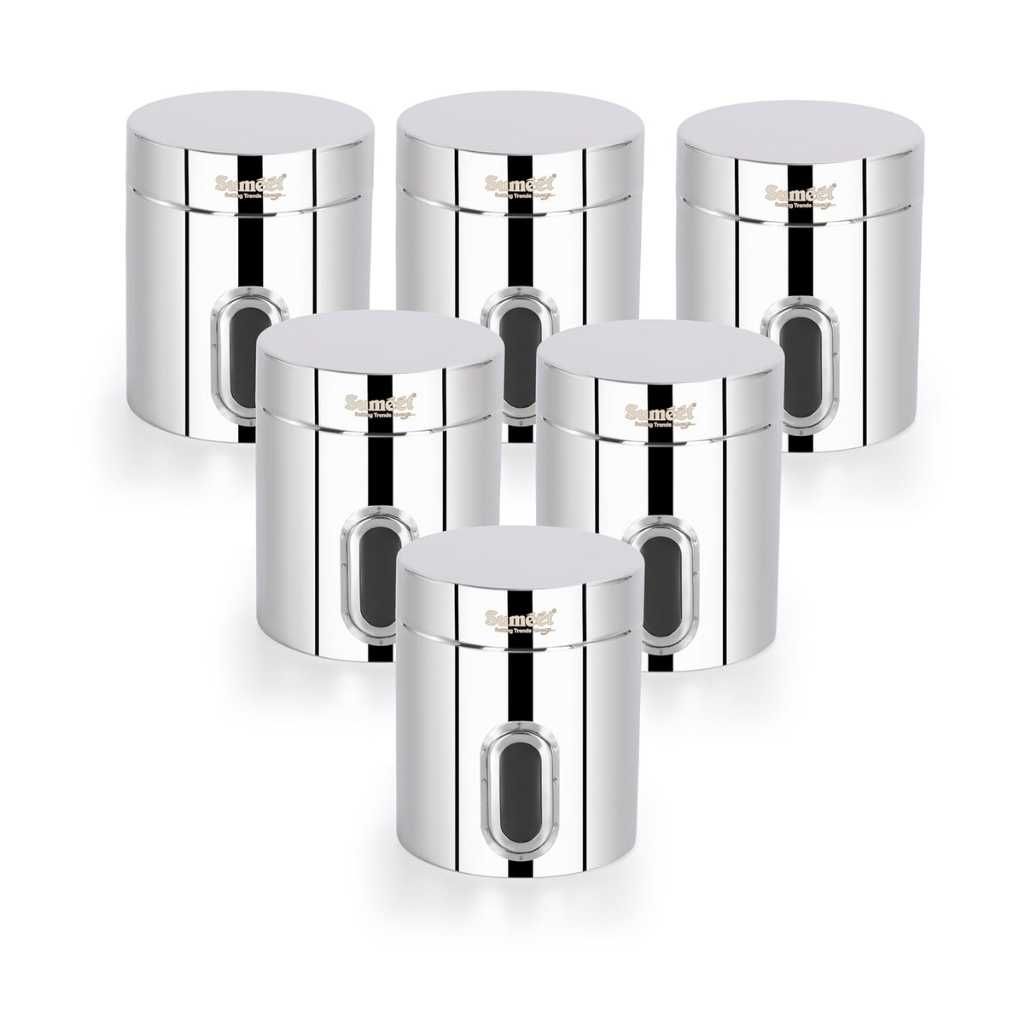 Sumeet Stainless Steel Kitchen Storage Containers with See-Through Window – Set of 6