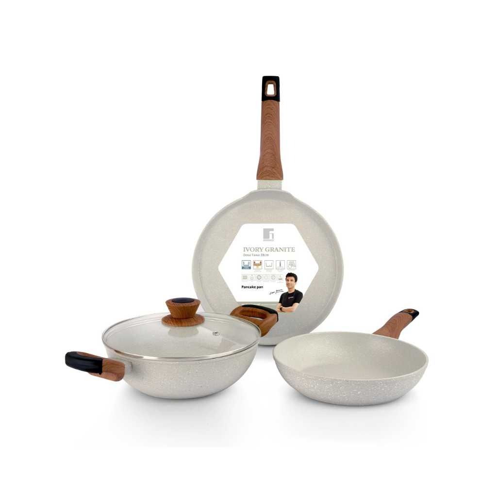 Bergner Ivory Granite Non-Stick 4 Pcs Cookware Set