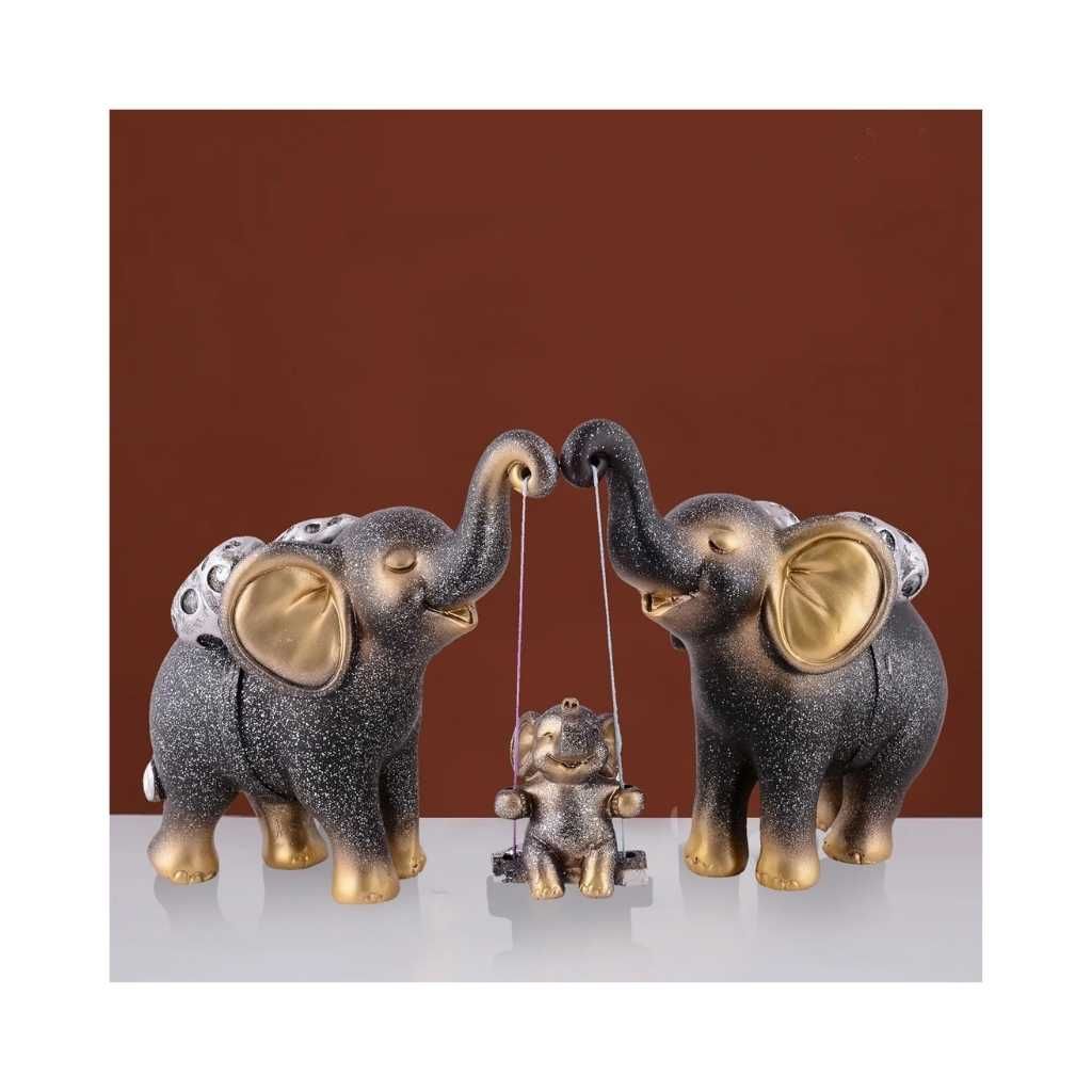 Zart Decorative Elephant Family Showpiece