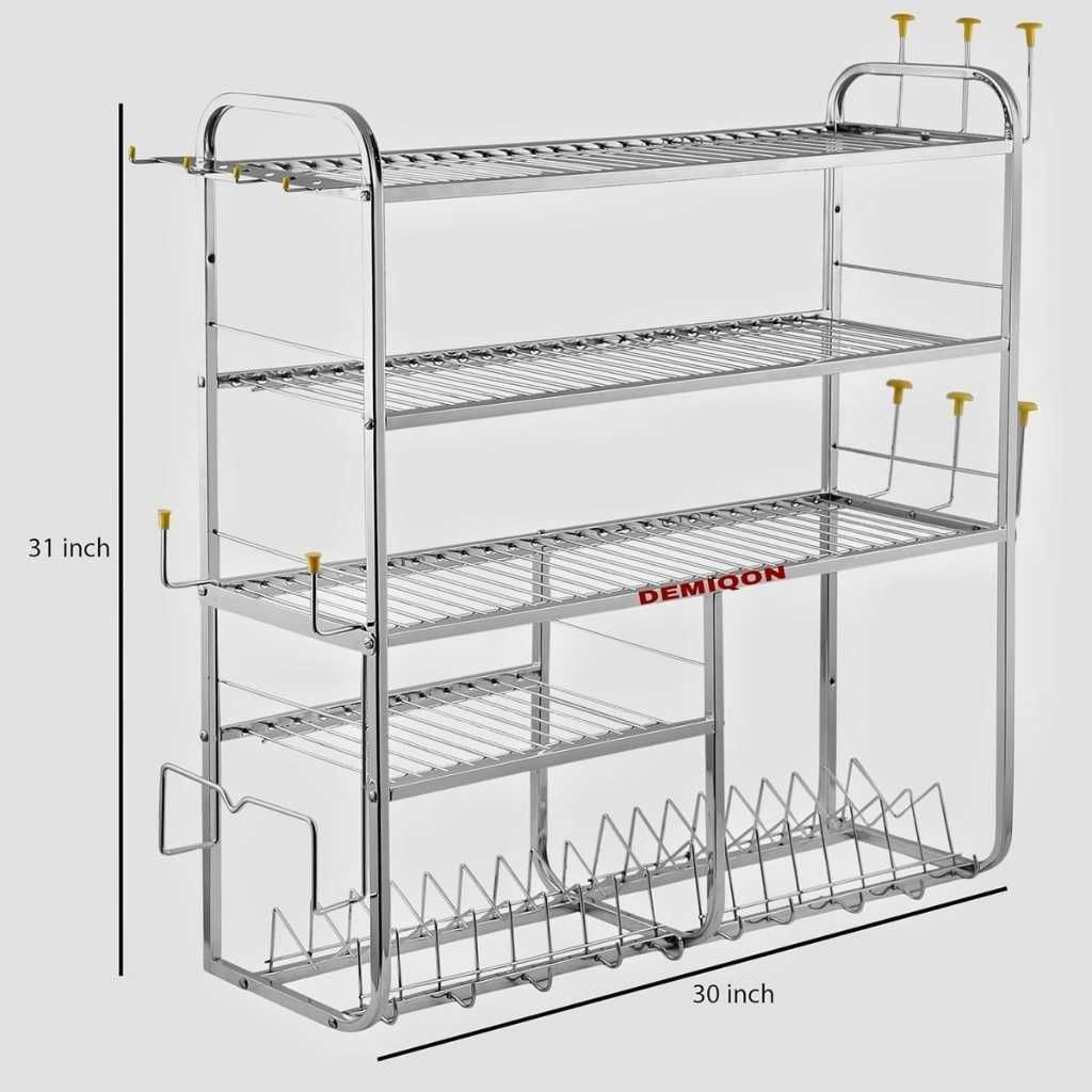 DEMIQON 5-Shelf Stainless Steel Wall-Mounted Dish Drying Rack