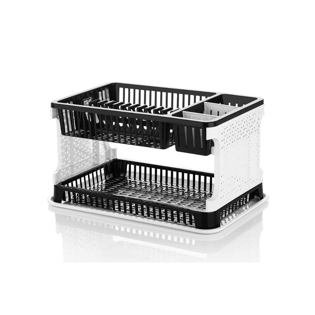 Homeor 2 Layer Durable Plastic Kitchen Sink Dish Rack Drainer
