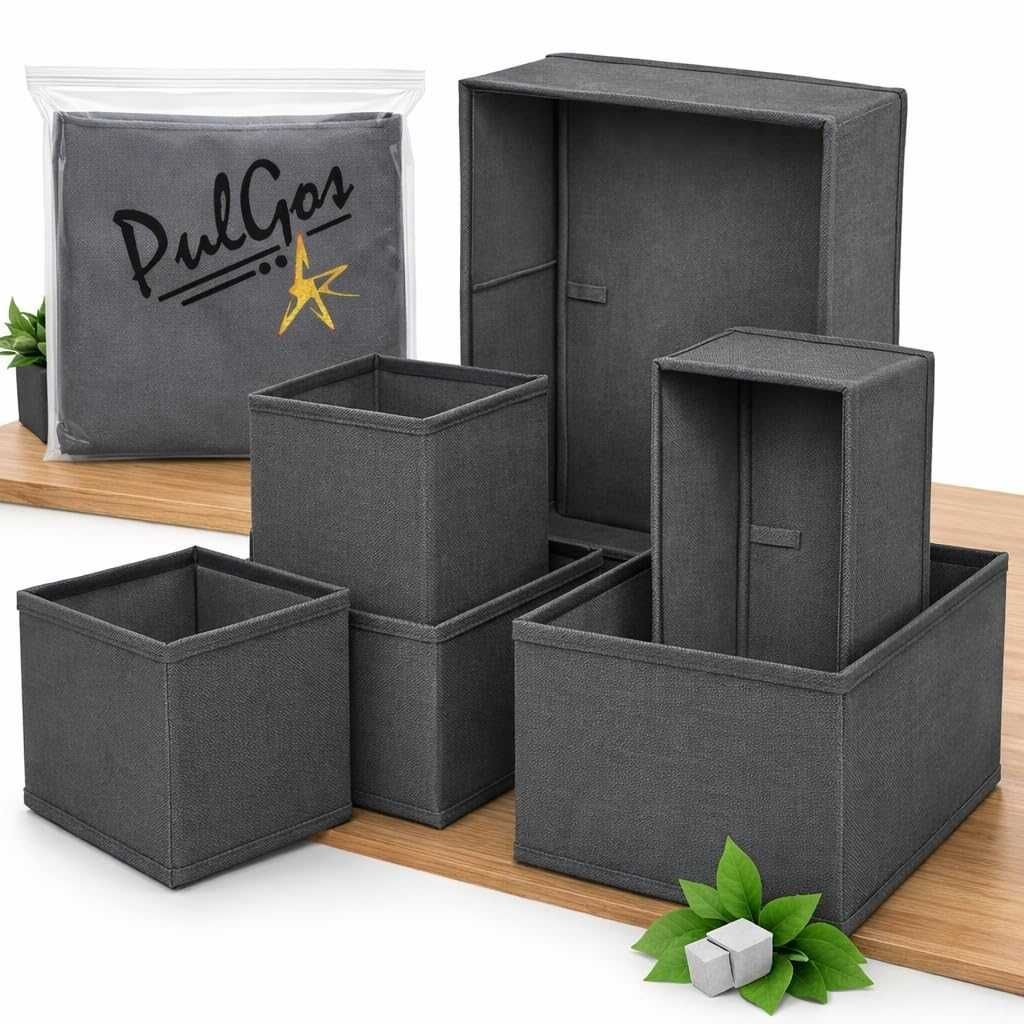 PulGos 6pcs Foldable Drawer Organizer Box