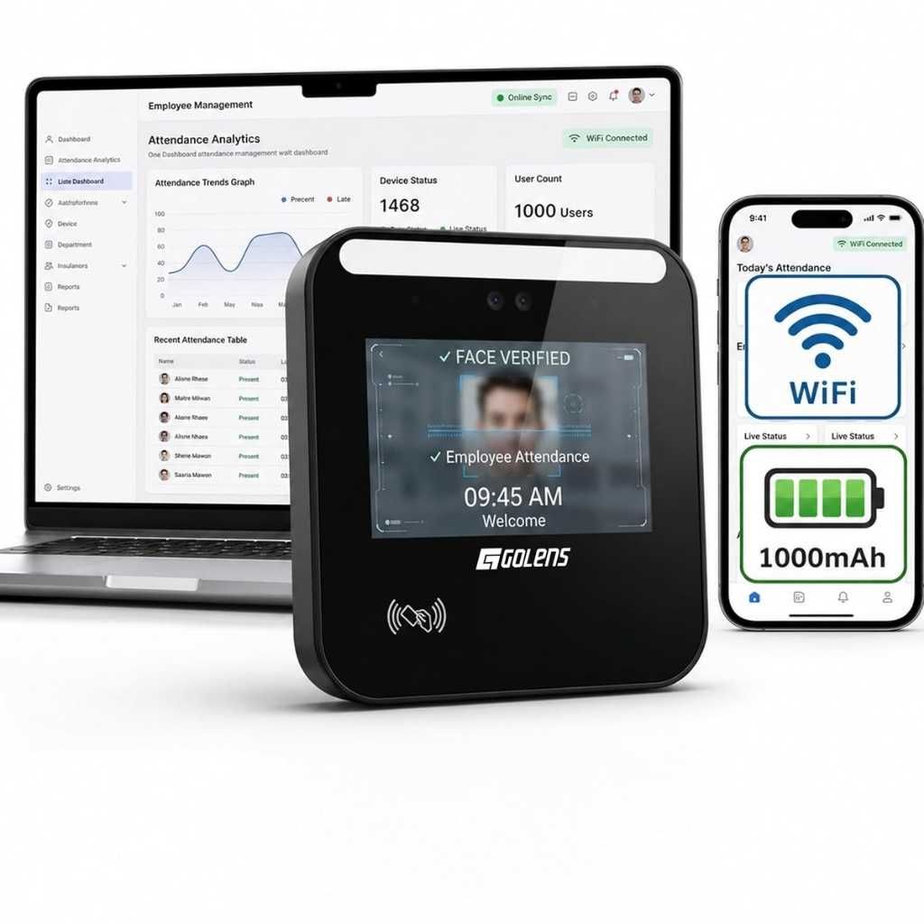 Golens AM-01E Face Recognition Attendance Machine with Cloud Payroll Software