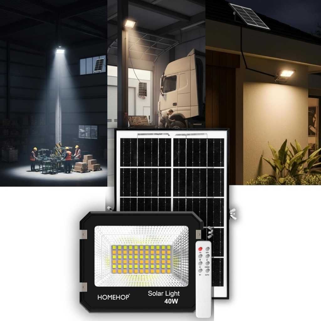 Homehop 40W Solar LED Flood Light Outdoor Automatic Security Lamp for Home & Garden